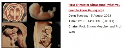ISUOG Free Webinar: First trimester ultrasound: what you need to know